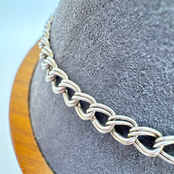 Sterling Silver 925 Double Link Chain Bracelet Lobster Clasp Size 8.25" Length - Picture 3 of 9